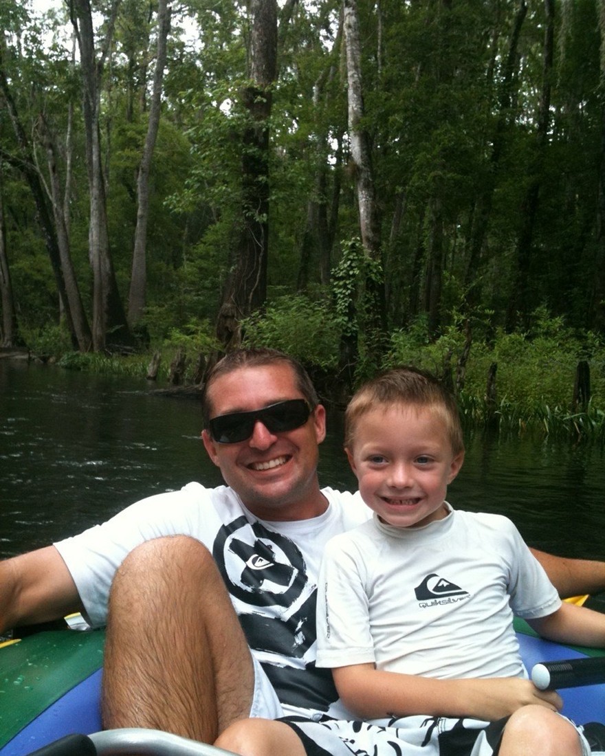 Brian McDuffie and his young son Jack on a Florida spring